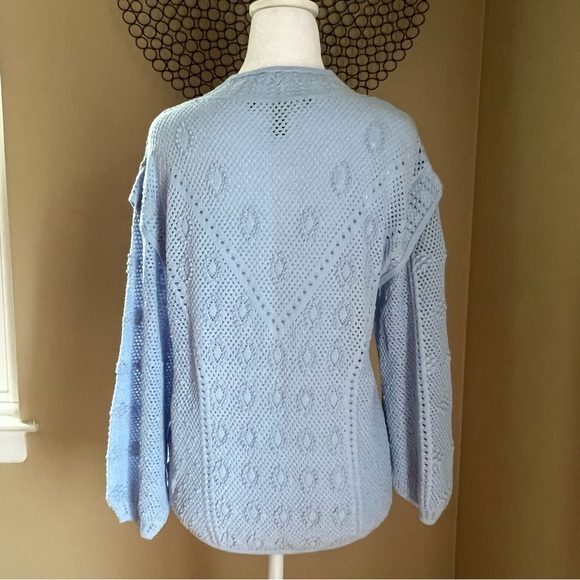 Light Blue Knitted Women’s Sweater, Size Medium - Picture 2 of 16